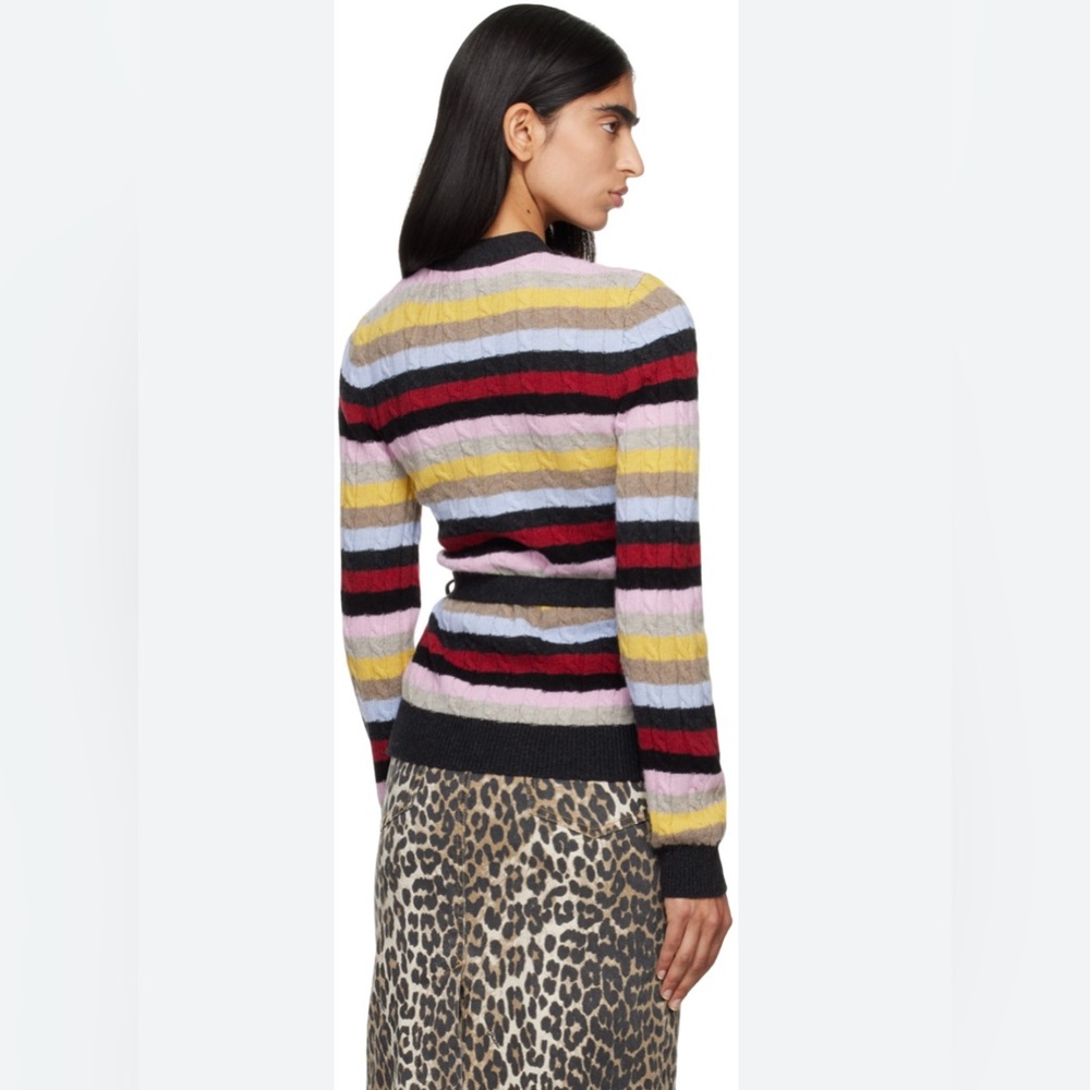 Brand new Ganni Logo Wool Mix Belt Cardigan in L (NWT)